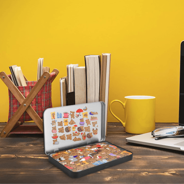 6Pcs Metal Rectangular Hinged Tin Boxes