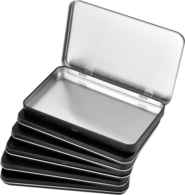 6Pcs Metal Rectangular Hinged Tin Boxes