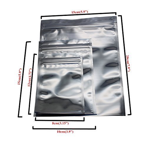 LJY 75 Pcs ESD Anti Static Bags 3-Size Variety Pack, Zipper Shielding Bags for Motherboard, PCB, RAM, IC Chips & Electronic Components Antistatic Bag Pc Packing Kit(S/M/L)