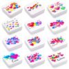 LJY 12 Pack Love Heart Image Pattern Empty Square Metal Storage Organizer Tins Mini Gift Boxes with Hinged Lids, 2.76 x 2.76 x 0.79 inch