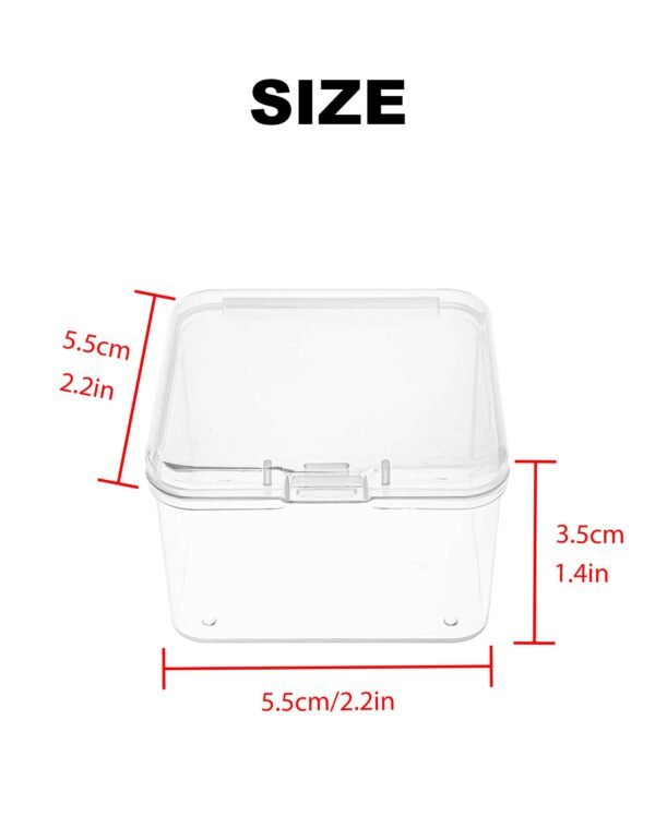 LJY 20-Pack Small Square Plastic Storage Boxes, 2.2×2.2×1.4 in Clear Mini Organizer Containers with Lids, Stackable Tiny Parts Organizer for Jewelry,Beads, Electronics,Crafts,Samples Plastic Case