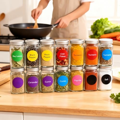 LJY 32mm Round Dot Stickers Color Coding Labels, 12 Different Assorted Colors Dot Labels, 24 Sheets