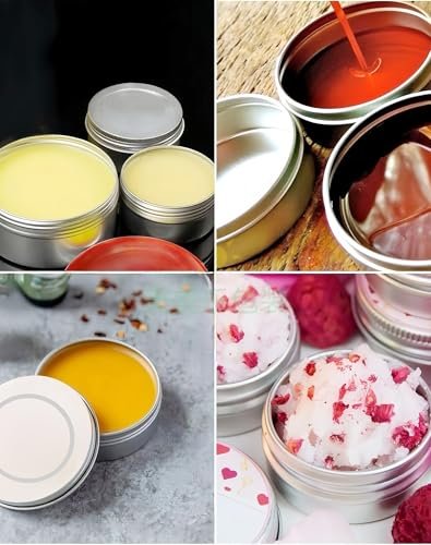 LJY 24 Pieces Round Aluminum Cans Screw Lid Metal Tins Jars Empty Slip Slide Containers (2 oz)