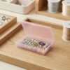 LJY 12 Pieces Rectangular Empty Mini Clear Plastic Organizer Storage Box Containers with Hinged Lids (5.3 x 3.1 x 1.2 inch, Pink)