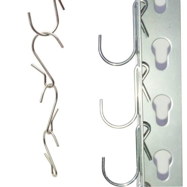LJY 50 Pieces Clip Type Pot Rack Hanging Grid Hooks S Shaped Metal Hangers with Plastic Storage Box for Kitchen Bedroom Office Wire Shelving Pegboard
