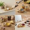 LJY 24-Pack 0.5oz Aluminum Tins with Screw Lids in Clear Storage Case, 15ml Round Empty Metal Containers for Lip Balm,Salves,Spices,Crafts, Small Cosmetic Sample Jars,Mini Candle Tins (Gold Clear Lid)