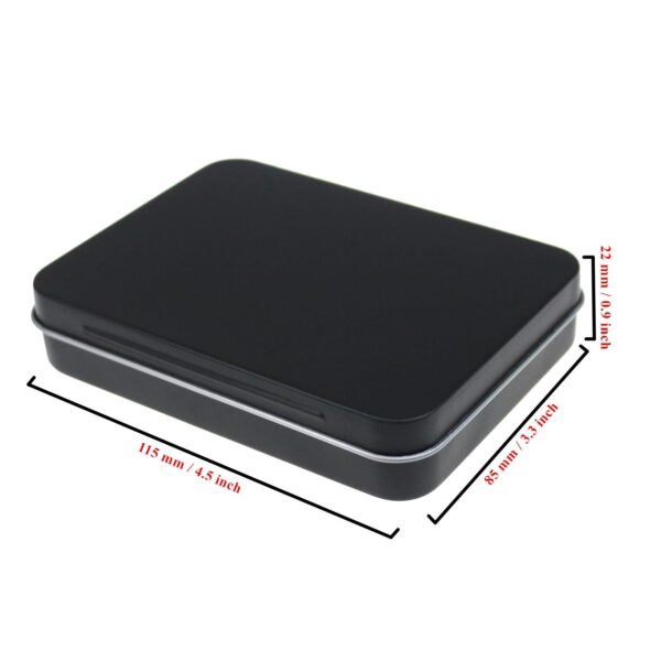 LJY 22 Pack Empty Rectangular Metal Storage Organizer Tins with Hinged Lids for Small Items and Other Craft Projects, 4.5 x 3.3 x 0.9 inch (Black)