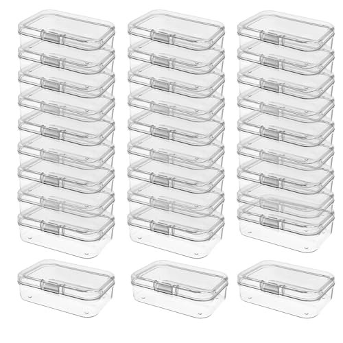 LJY 30-Pack Small Plastic Storage Boxes, 2.6×1.8×0.8 in, Organizer Containers with Lids,for Beads, Jewelry, Crafts, Small Parts Collection (Clear)