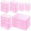 LJY 24-Piece Multi-Size Plastic Storage Containers with Lids, Small Craft Organizers for Beads, Diamond Art,Small Parts,Jewelry and Hardware, Stackable Hinged Box Set (Pink)