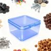 LJY 20-Pack Blue Plastic Storage Boxes, 2.6x2.6x1.4in Small Square Organizer Containers with Lids, Stackable Transparent PP Box for Jewelry, Beads, Crafts, Office Supplies Home Organization