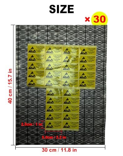 LJY 30 Pcs Black Mesh Anti Static Bags 15.8x11.8 Inch,with Antistatic Sticker,Open Top ESD Shielding Bags for Motherboards,PCB, Circuit Boards,Graphics Cards & Electronic Components