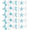 40 Pieces Ocean Themed Hanging Resin Seashells Ornaments for Summer Party Beach Wedding Christmas Tree Home Decor & DIY Craft Projects (White + Blue)