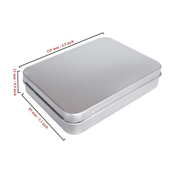 LJY 22 Pack Empty Rectangular Metal Storage Organizer Tins with Hinged Lids for Small Items and Other Craft Projects, 4.5 x 3.3 x 0.9 inch (Silver)