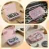 LJY 28 Pieces Rectangular Empty Mini Clear Plastic Organizer Storage Box Containers with Hinged Lids (3.3 x 2.2 x 1 inch, Pink)