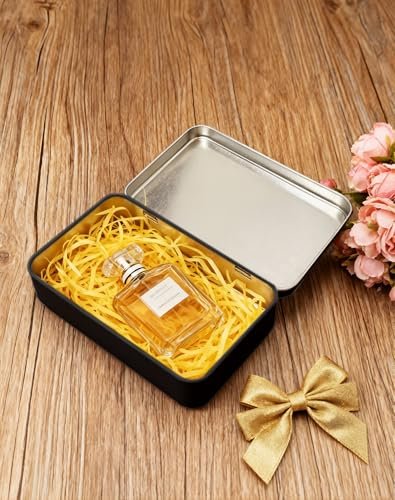 LJY Nail Tool Box Black Tin Box with Lid, 2 Pcs 5.9x3.5x1.2inch Metal Storage Container,Hinged Matte Finish Box for Jewelry,Crystal,art Craft,Office Supplies,Keepsake Organization and Gift Packaging