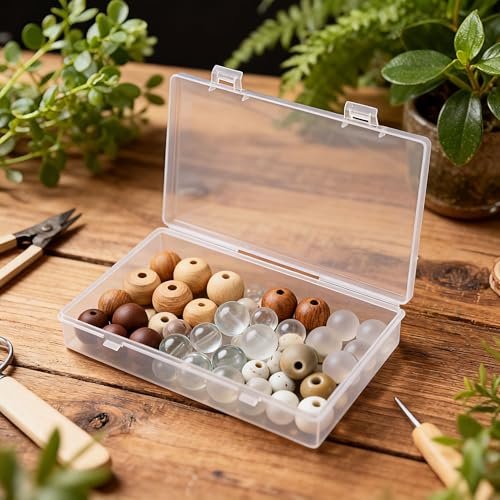 LJY 24-Piece Multi-Size Plastic Storage Containers with Lids, Small Craft Organizers for Beads, Diamond Art,Small Parts,Jewelry and Hardware, Stackable Hinged Box Set (Clear)