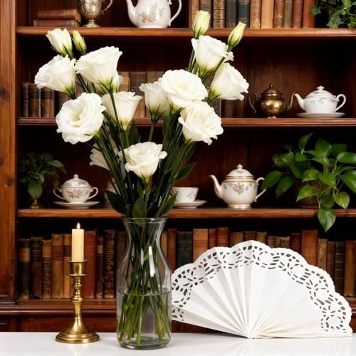 LJY 120 Pieces White Lace Round Paper Doilies Cake Packaging Pads Wedding Tableware Decoration (8.5 Inch)