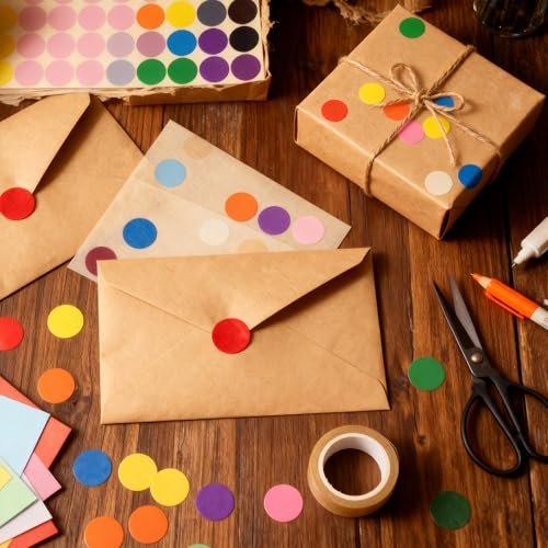 LJY 32mm Round Dot Stickers Color Coding Labels, 12 Different Assorted Colors Dot Labels, 24 Sheets