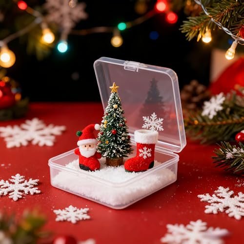 LJY 16 Pieces Square Mini Clear Plastic Storage Containers Box Case with Lids for Small Items and Other Craft Projects (3.3 x 3.3 x 1.1 inch, Transparent)