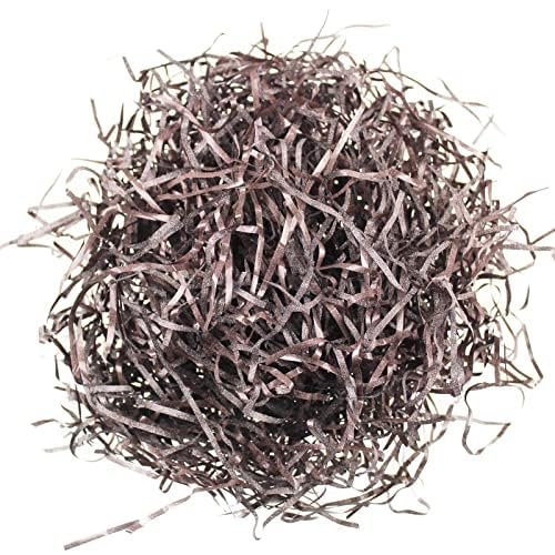 LJY Glitter Raffia Paper Shreds, 100g Crinkle Cut Filler for Gift Wrapping, Basket Filling, Wedding Decorations, Party Supplies, and DIY Crafts Shredded Confetti Strands (Glitter Coffee)