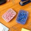 LJY 30-Pack Small Plastic Storage Boxes, 2.6×1.8×0.8 in, Organizer Containers with Lids, 15 Pink + 15 Blue for Beads, Jewelry, Crafts, Small Parts Collection