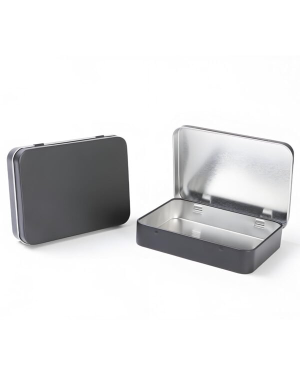 LJY 12 Pack Rectangular Metal Tins Metal Tins With Lids-Syn Tin Empty Boxes,Tin Box Perfect For Small Items,Crafts Collect Beads,Small Parts,Fish Hooks(black,4.5 X 3.3 X 0.9 Inch)