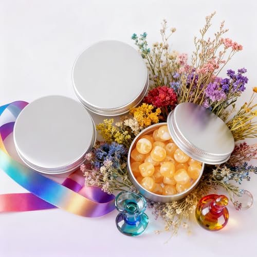 LJY 28Pcs Aluminum Tin Jar Refillable Containers Round Tin Container Bottle for DIY Projects,Gifts, and Storage Cosmetic,Cream,Diamond Painting, Salves,Balms,Lip Balm,Spices or Others,Silver (1 oz)