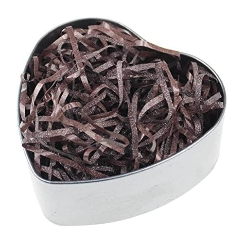 LJY Glitter Raffia Paper Shreds, 100g Crinkle Cut Filler for Gift Wrapping, Basket Filling, Wedding Decorations, Party Supplies, and DIY Crafts Shredded Confetti Strands (Glitter Coffee)