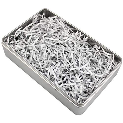 LJY Glitter Raffia Paper Shreds, 100g Crinkle Cut Filler for Gift Wrapping, Basket Filling, Wedding Decorations, Party Supplies, and DIY Crafts Shredded Confetti Strands (Glitter Silver)