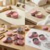 LJY 24-Pack 0.5oz Aluminum Tins with Screw Lids in Clear Storage Case, 15ml Round Empty Metal Containers for Lip Balm,Salves,Spices,Crafts, Small Cosmetic Sample Jars,Mini Candle Tins (Pink)