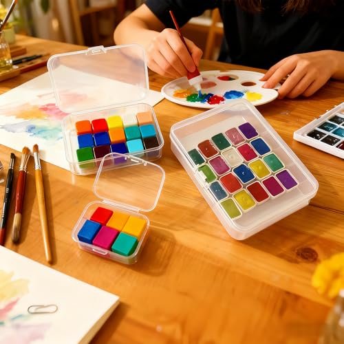 LJY 36 Pieces Mixed Sizes Rectangular Empty Mini Plastic Storage Containers with Lids for Small Items and Other Craft Projects (Clear)