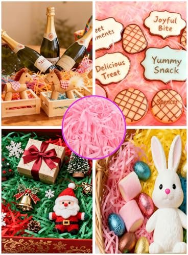 LJY 0.7LB Multicolored Raffia Paper Shreds & Strands Shredded Crinkle Confetti for DIY Gift Wrapping & Basket Filling