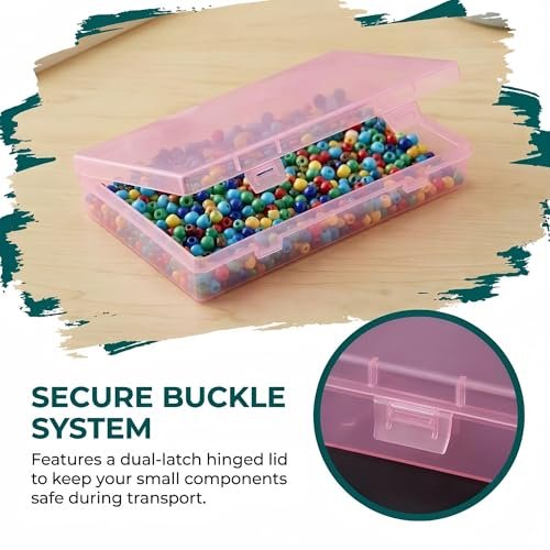 LJY 6 Pieces Rectangular Empty Mini Plastic Organizer Storage Box Containers with Hinged Lids (7.1 x 4.3 x 1.2 inch, Pink)