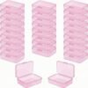 LJY 28 Pieces Rectangular Empty Mini Clear Plastic Organizer Storage Box Containers with Hinged Lids (3.3 x 2.2 x 1 inch, Pink)
