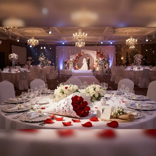 LJY 100 Pieces Off-White Lace Rectangle Paper Doilies Cake Packaging Pads Wedding Tableware Decoration (8" x 12")