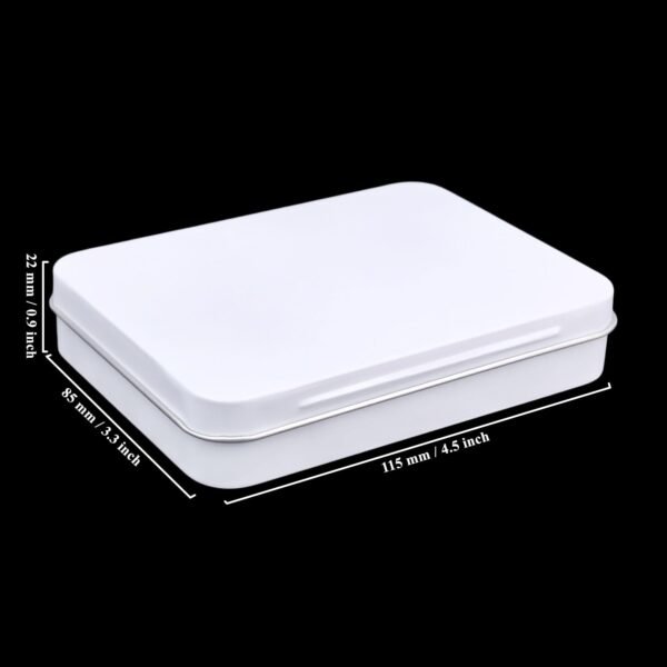 LJY 22 Pack Empty Rectangular Metal Storage Organizer Tins with Hinged Lids for Small Items and Other Craft Projects, 4.5 x 3.3 x 0.9 inch (White)