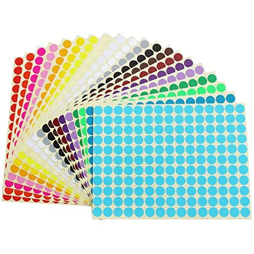 16500 Count 3/8 inch Diameter Round Dot Stickers Color Coding Labels, 20 Colors, 100 Sheets