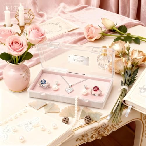 LJY 6 Pieces Rectangular Empty Mini Clear Plastic Organizer Storage Box Containers with Hinged Lids (7.3 x 3.5 x 1.8 inch, Transparent)