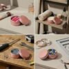 LJY 24-Pack 0.5oz Aluminum Tins with Screw Lids in Clear Storage Case, 15ml Round Empty Metal Containers for Lip Balm,Salves,Spices,Crafts, Small Cosmetic Sample Jars,Mini Candle Tins (Rose Gold)