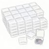LJY 100 Pieces Square Mini Clear Plastic Storage Containers Box Case with Lids for Small Items and Other Craft Projects (1.77x1.77x0.8 inch, Transparent)
