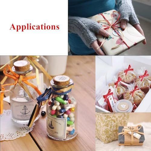 LJY 6 Rolls 6 Colors Raffia Twine Ribbon, 22 Yards Natural Paper Ribbon for Gift Wrapping, Crafts, Wedding Decor, Christmas Valentine's Day Present Box Packing, Jute String,Raffia for Crafts