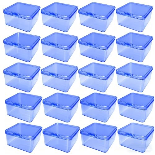 LJY 60-Pack Plastic Case Small Plastic Storage Containers, 2.1x1.6x0.8 inch Clear Organizer Boxes with Lids, Stackable Jewelry Bead Hardware Craft Office Supply Organizer