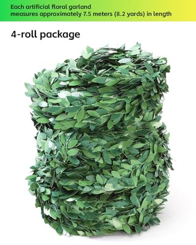 LJY 32.8 Yards Artificial Ivy Garland Foliage Green Leaves Fake Vine for Wedding Party Ceremony DIY Headbands