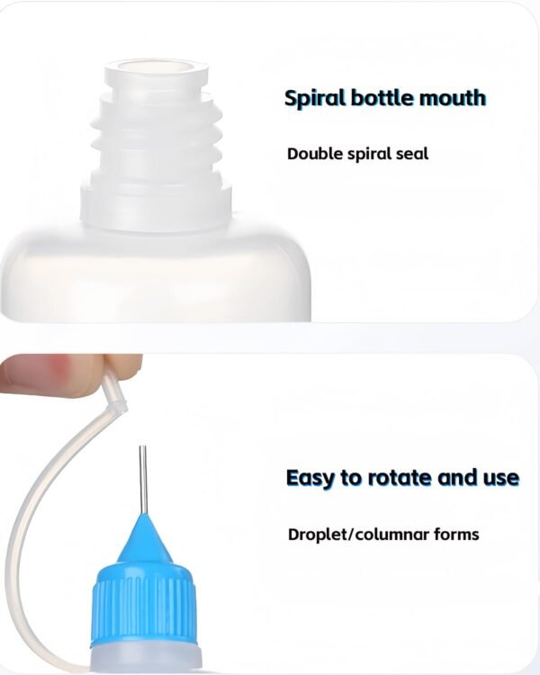 LJY Precision Applicator Bottle Set 1 Oz. - 30 Needle Tip Squeeze Bottles and 5pcs Mini Funnels for Acrylic Painting, DIY Quilling and Paper Craft