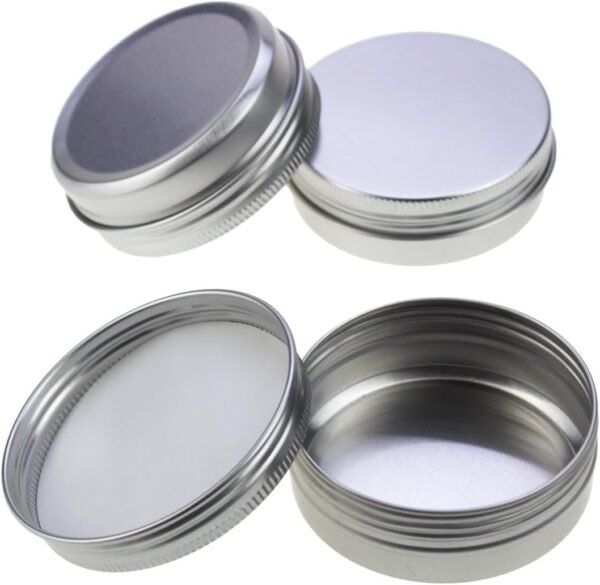 LJY 24 Pieces Round Aluminum Cans Screw Lid Metal Tins Jars Empty Slip Slide Containers (2 oz)