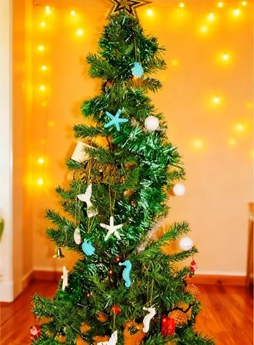 40 Pieces Ocean Themed Hanging Resin Seashells Ornaments for Summer Party Beach Wedding Christmas Tree Home Decor & DIY Craft Projects (White + Blue)