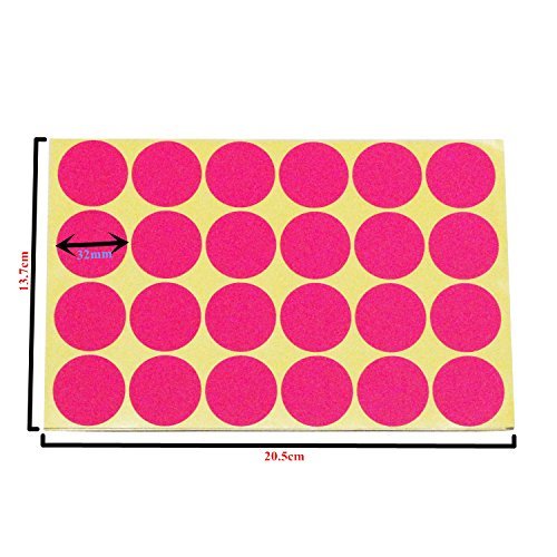 LJY 32mm Round Dot Stickers Color Coding Labels, 12 Different Assorted Colors Dot Labels, 24 Sheets