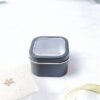 LJY Empty 8-Ounce Capacity Square Black Metal Tins with Clear Window for Candle Making,Gifts & Treasures (6 Pack) (Black, 2.95"x2.95"x1.89")