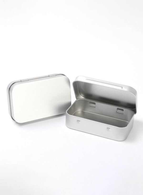 LJY Rectangular Metal Tin Box Set, 22 Pack Silver Small Hinged Lid Tins for DIY Craft Supplies, Small Parts and Item Organization, Compact Metal Storage Boxes 3.7" x 2.4" x 0.9"
