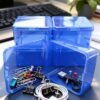 LJY 60 Pieces Square Mini Plastic Storage Containers Box Case with Lids for Small Items and Other Craft Projects (Blue, 2.5 x 2.5 x 1.4 inch)